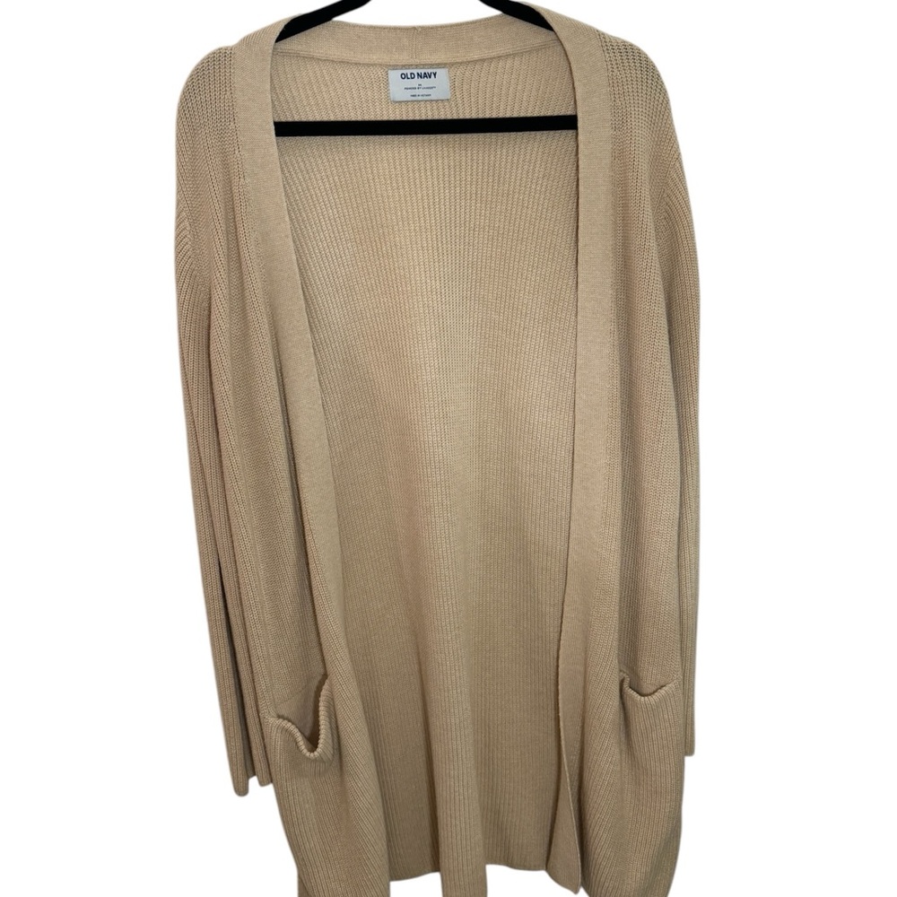 Old Navy Tan Cardigan Sweater Long Open-Front